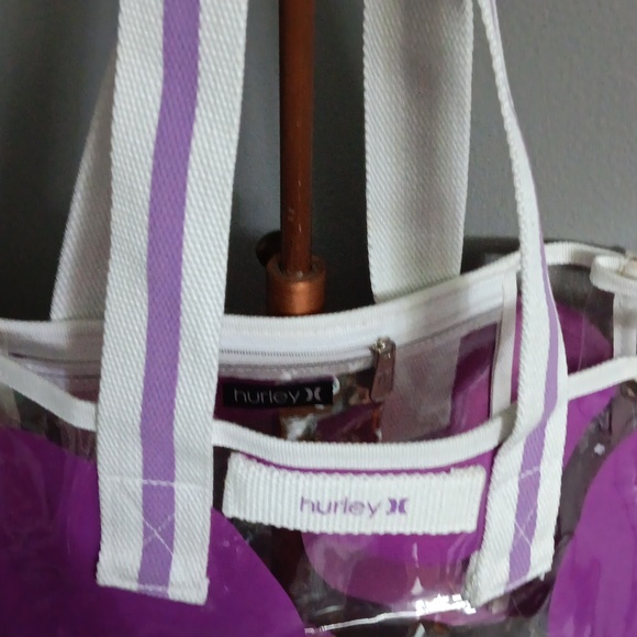 HURLEY 2 IN 1  clear with purple circle tote - Picture 7 of 11